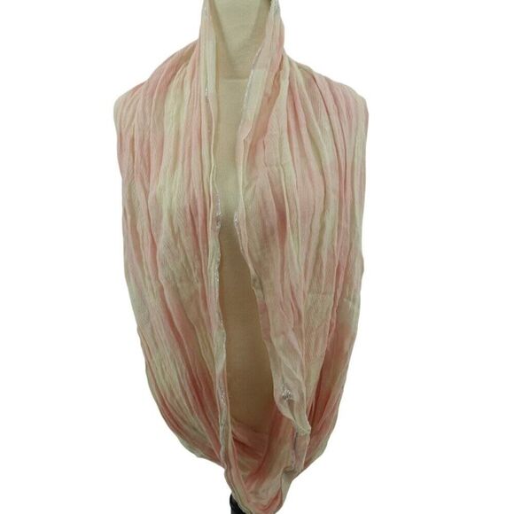 LOFT Pink Striped Sheer Infinity Scarf - Picture 5 of 10